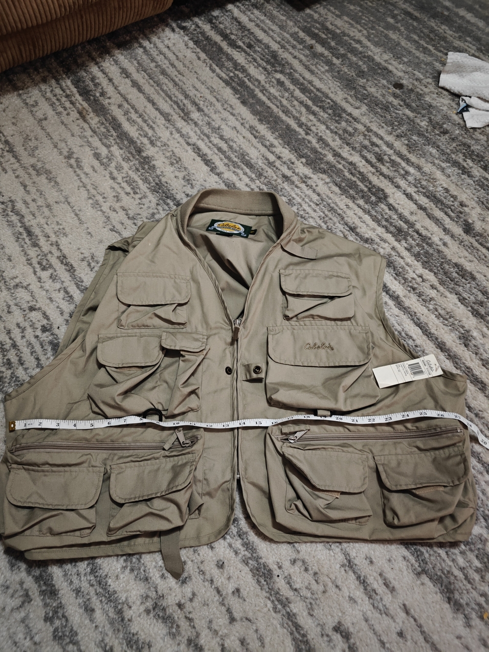 Cabela's Khaki Fishing Vest with Multiple Pockets